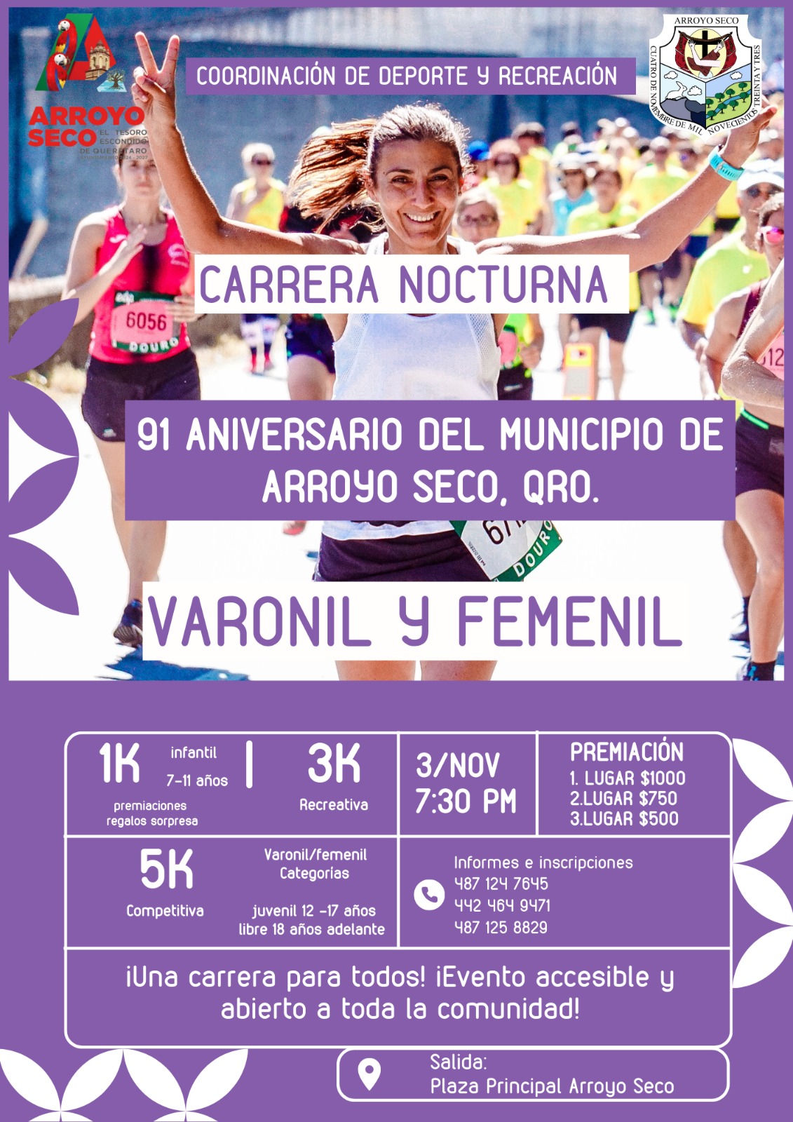 Arroyo Seco celebrará su 91 aniversario con la Gran Carrera Nocturna