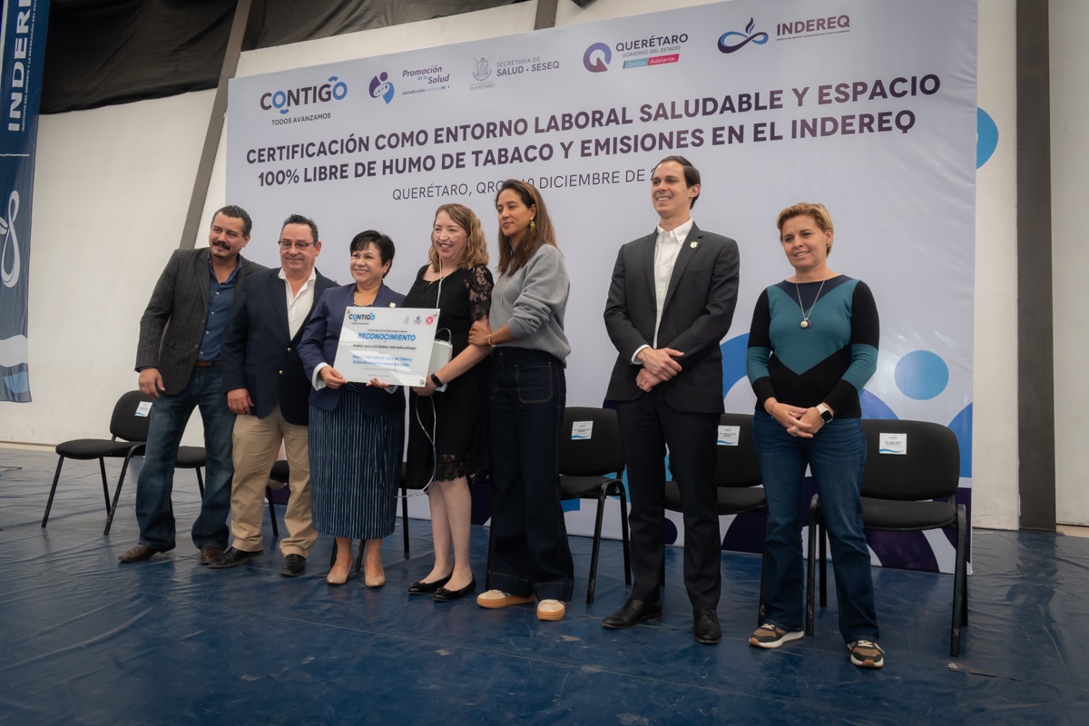 Certifican a Indereq como edificio con entorno laboral saludable y espacio libre de humo