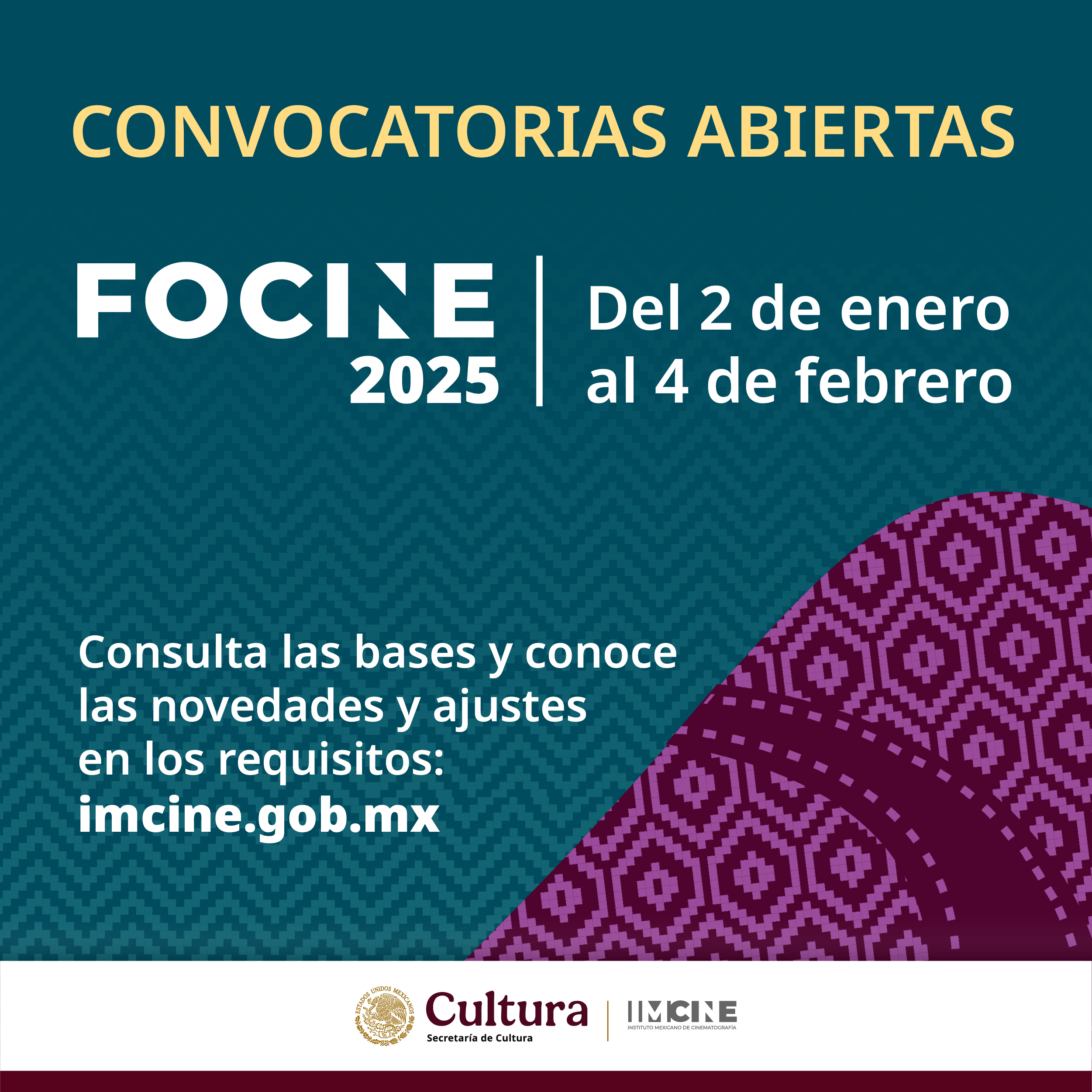 Conoce más sobre los apoyos del FOCINE 2025; la Secult invita a los interesados