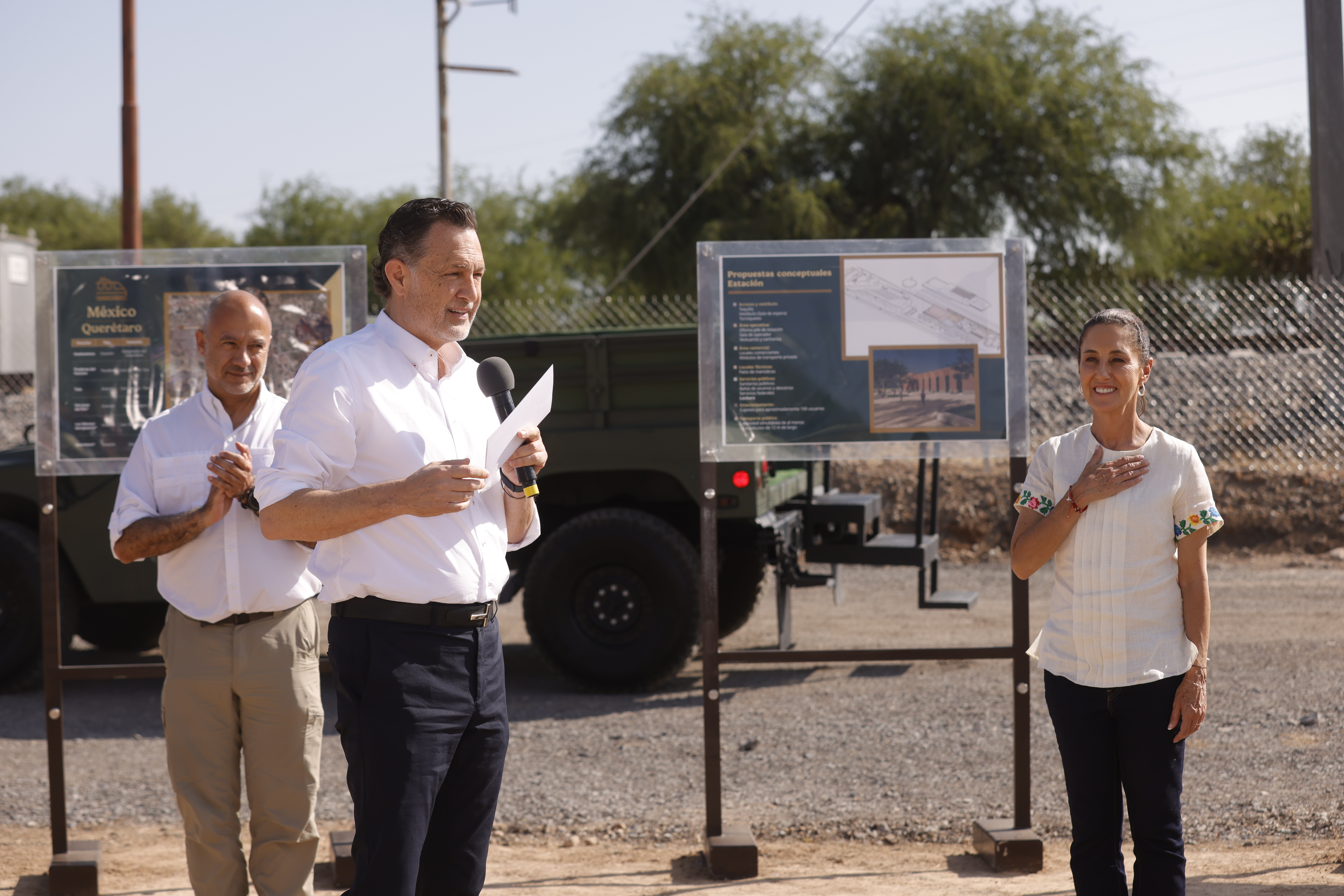 Claudia Sheinbaum y Mauricio Kuri encabezan el inicio de las obras del tren México - Querétaro