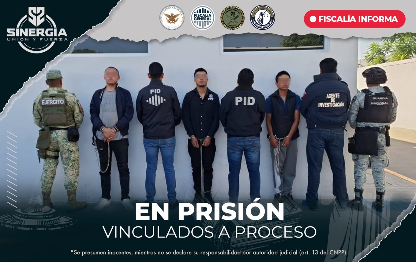 Obtiene FGE prisión para 3 sujetos detenidos en Irapuato