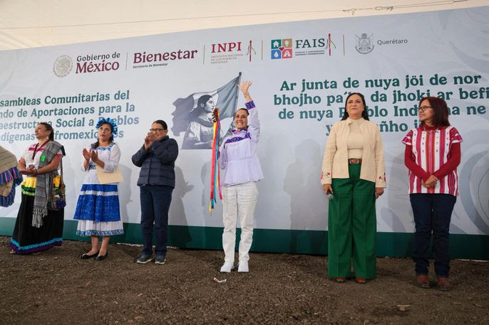 Entrega Sheinbaum apoyos a pueblos originarios en Amealco