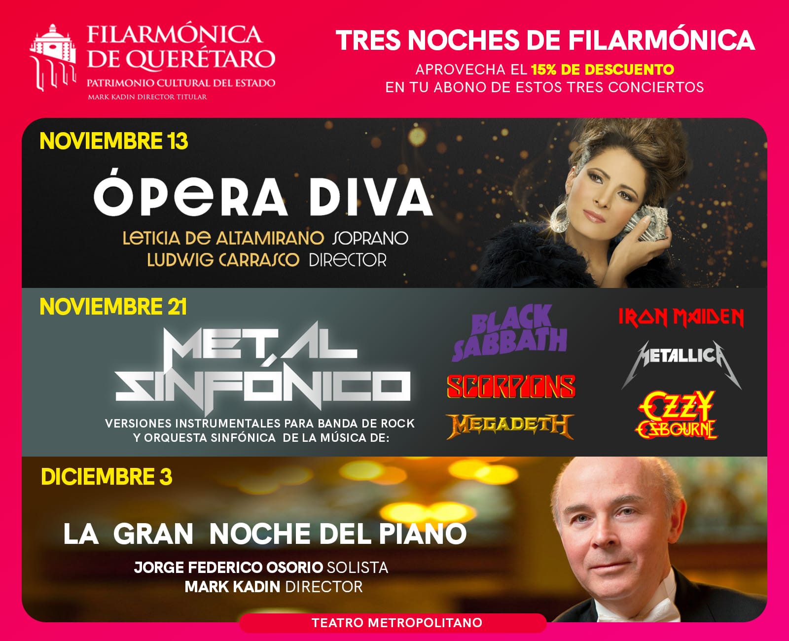 Presenta la OFEQ “Tres Noches de Filarmónica”