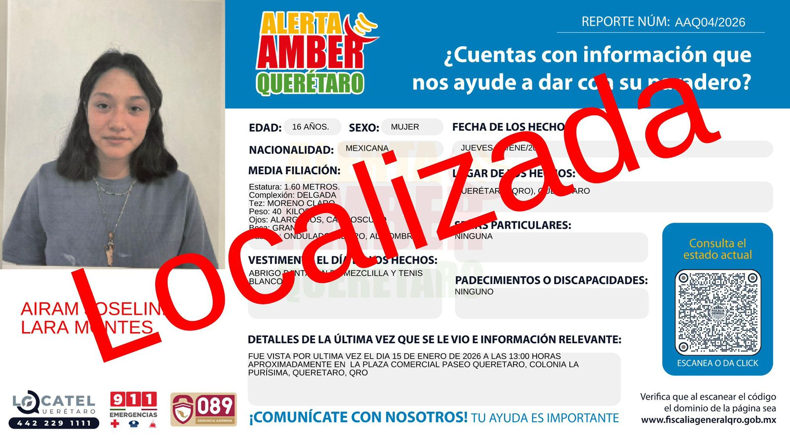 Localizan a una de las 4 jóvenes desaparecidas en Paseo Querétaro