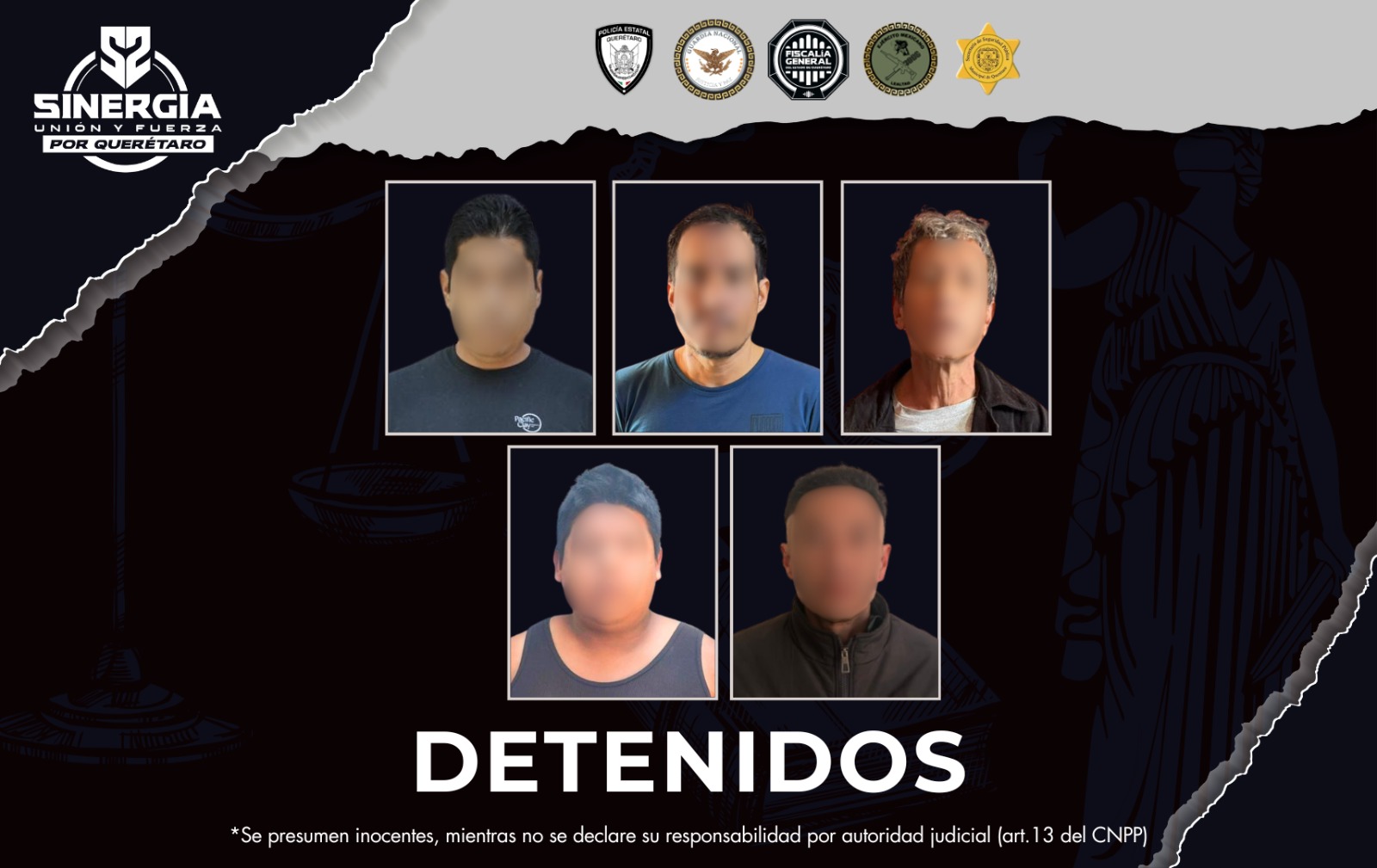 Sinergia por Queretaro logra la detención de cinco personas tras cateos simultáneos en la capital