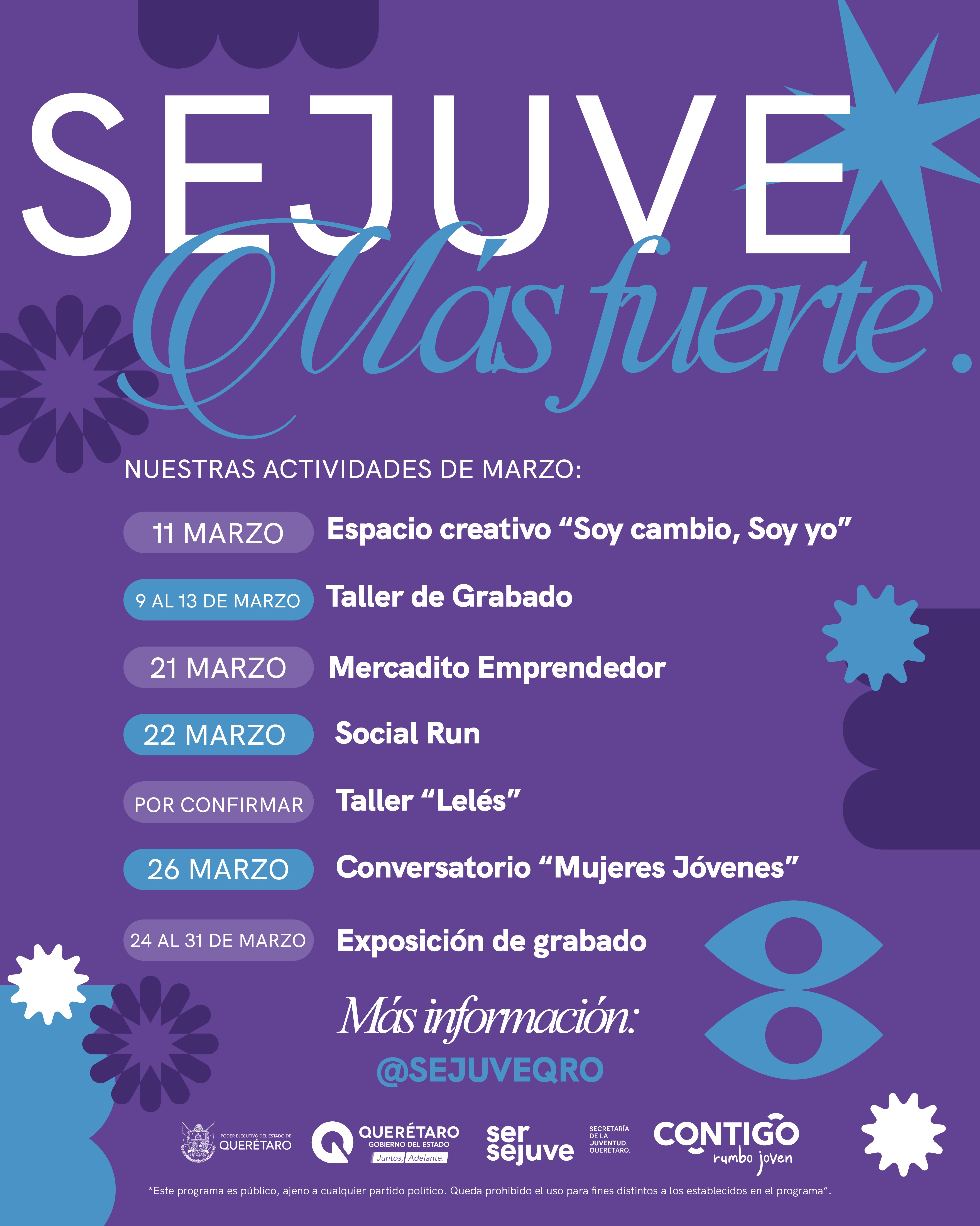 Checa todas las actividades para este mes que la Sejuve ha preparado para las mujeres