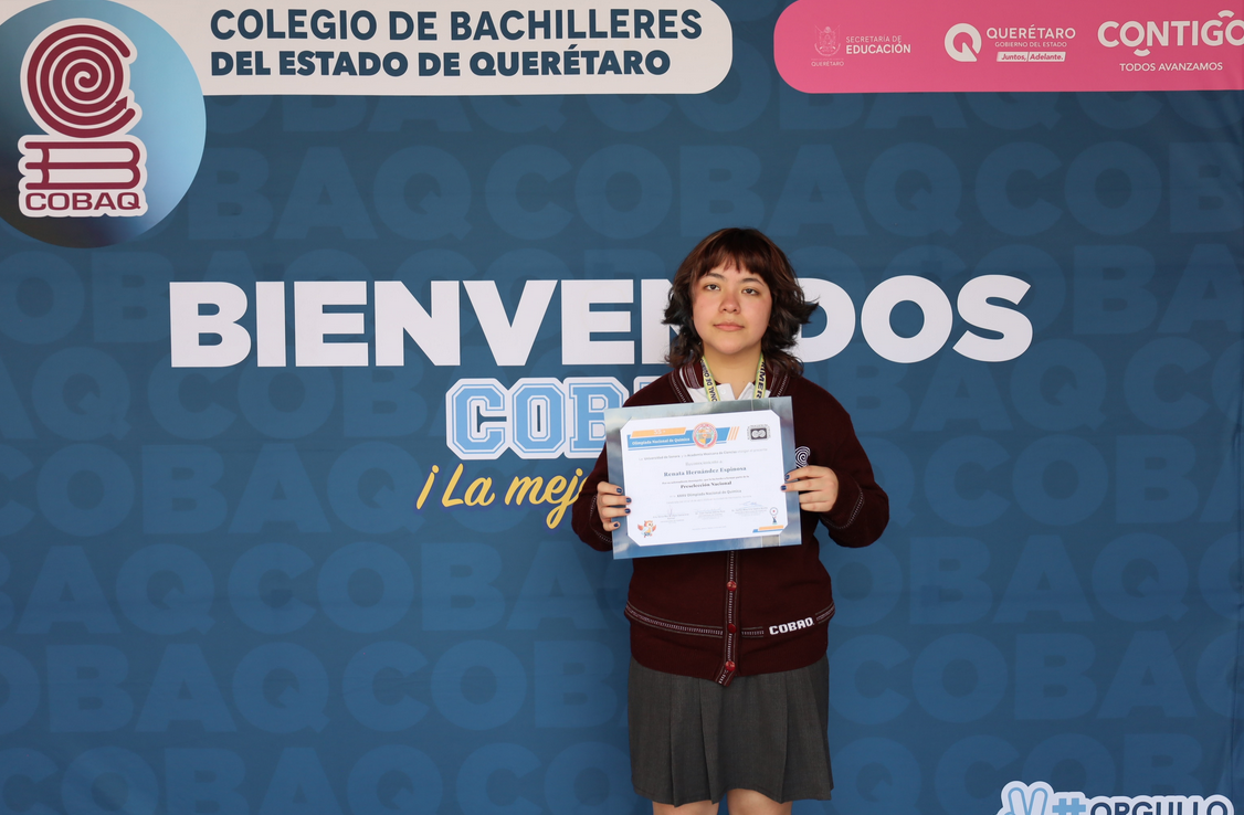Estudiante de COBAQ obtiene medalla de oro en XXXV Olimpiada Nacional de Química