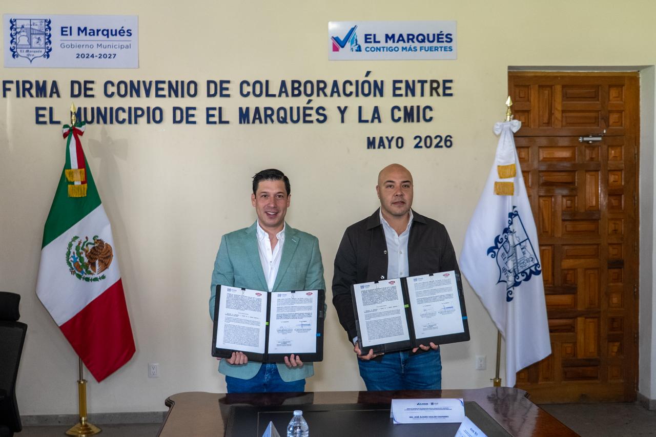 Rodrigo Monsalvo consolida convenio con la CMIC en favor del desarrollo de las familias marquesinas